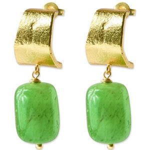 A Beautiful Story gold plated oorbellen Honest Aventurijn goudkleurig