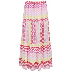 FLURESK rok Jezz met all over print en plooien ecru/ roze