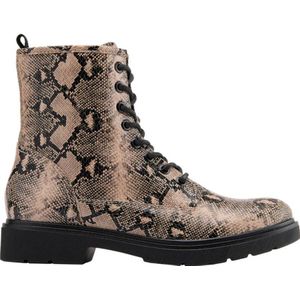 Graceland veterboots met slangenprint beige