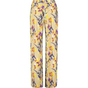 Claudia Sträter wide leg pantalon met all over print beige/geel/paars