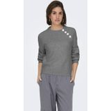 Only - ONLLAUREN LIFE LS O-NECK BUTTON KNT - Gebreide Trui - Medium Grey Melange