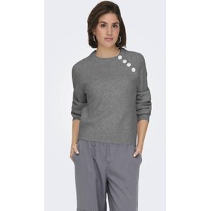 Only - ONLLAUREN LIFE LS O-NECK BUTTON KNT - Gebreide Trui - Medium Grey Melange