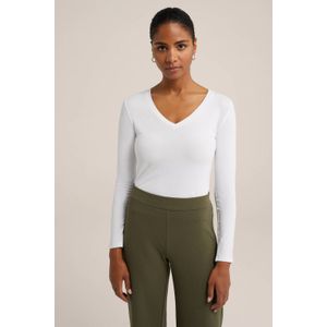 WE Fashion Basic Longsleeve met Biologisch Katoen Wit