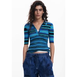 Desigual top blauw rib gebreid