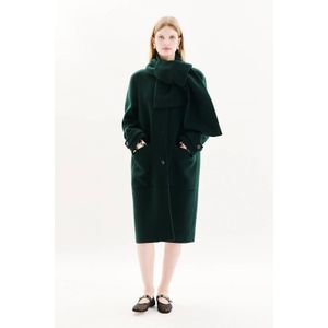 Caroll wollen manteljas donkergroen
