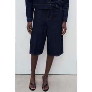 Mango denim straight high waist jort donkerblauw