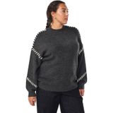 Zizzi gebreide trui grijs melange