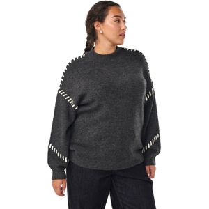 Zizzi gebreide trui grijs melange