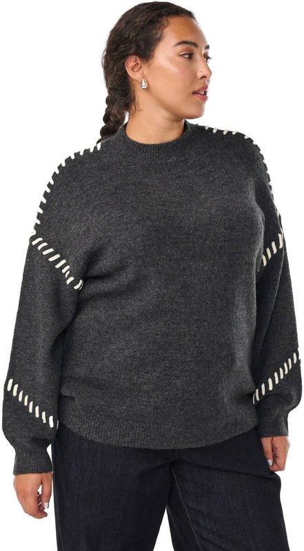 Zizzi gebreide trui grijs melange