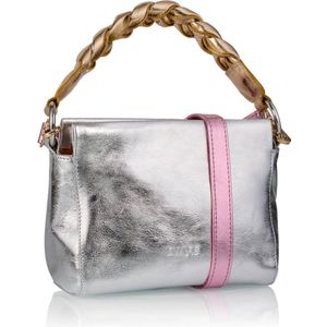 DWRS metallic leren crossbody tas Molise zilverkleurig