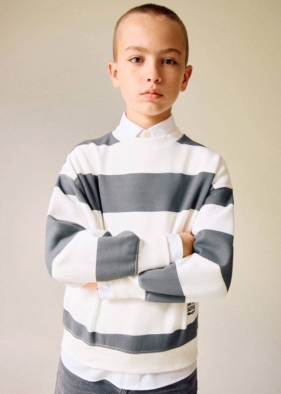 Mango Kids gestreepte sweater antraciet