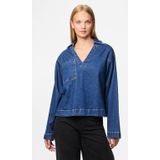 Pcsilke - Denim V-hals Overhemd - Spijkerblouse - Lange Mouwen