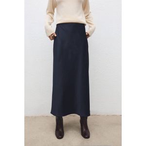 Mango satijnen A-lijn rok marineblauw