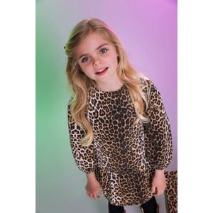 Quapi - A-lijn Jurk - Panterprint - 100% Katoen - Lange Mouwen