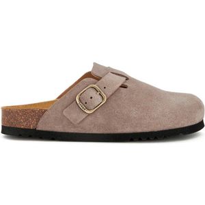 Scholl suède clogs donker taupe