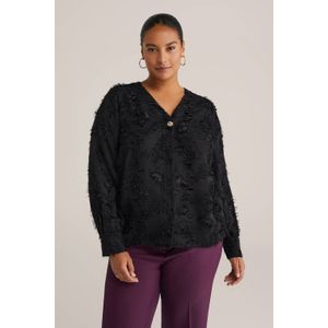WE Fashion - Blouse - Curve - Licht Doorschijnend - Jacquard-dessin