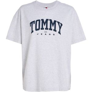 Tommy Jeans T-shirt met logo grijs/ donkerblauw