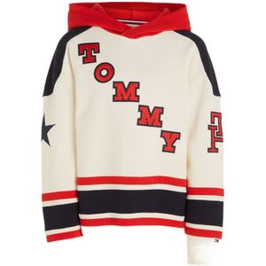 Tommy Hilfiger hoodie met logo rood/ecru/zwart