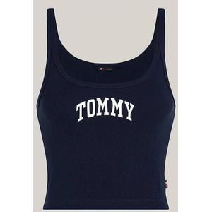 Tommy Hilfiger top met logo donkerblauw/ wit