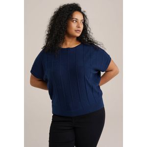 WE Fashion Curve top donkerblauw