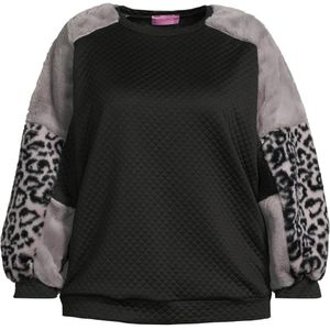 Curviss sweater met panterprint zwart