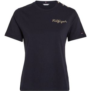 Tommy Hilfiger ribgebreid T-shirt marine/goud