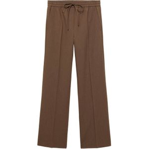 Mango wide leg pantalon met pied-de-poule bruin