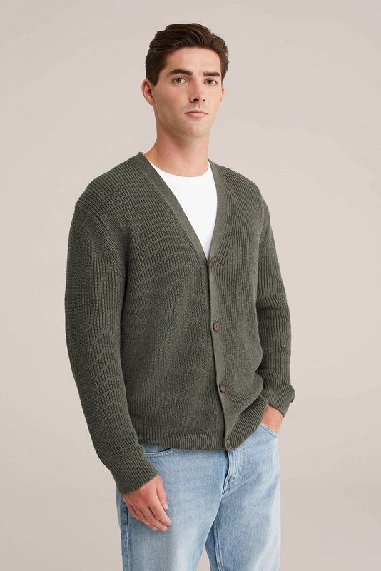 WE Fashion - Gebreid Vest - Donkergroen