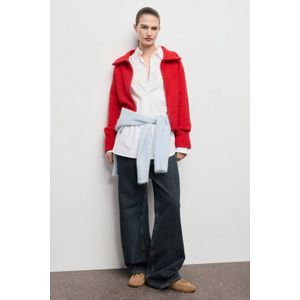 Mango gebreid vest koraalrood