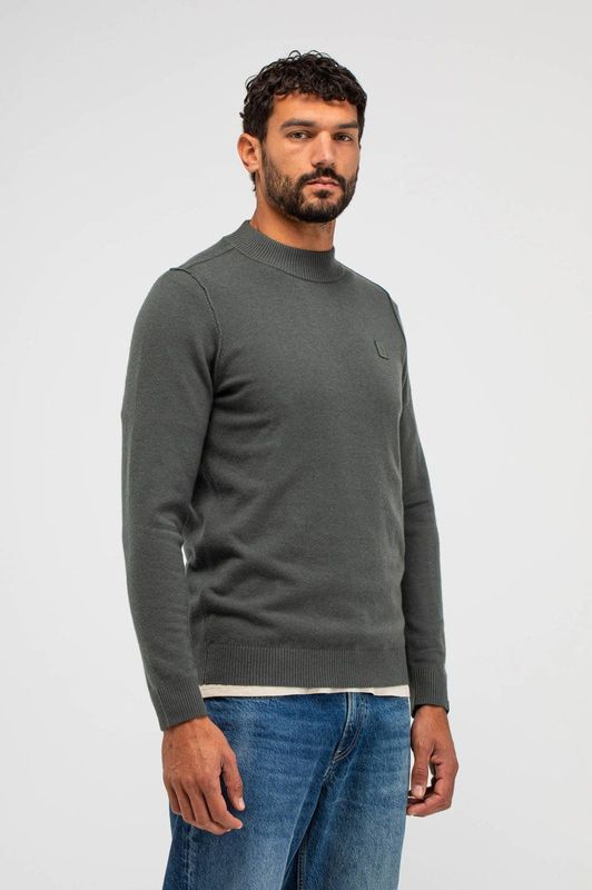 Butcher of Blue - Clifden Mock - Gebreide Trui - Grijsgroen - Fijn Gebreid