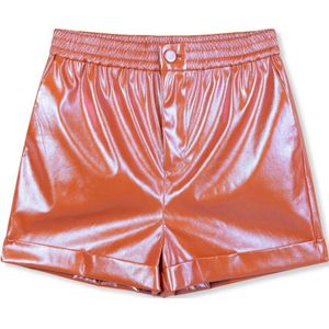 Refined Department coated high waist loose fit short Lynn donker oranje