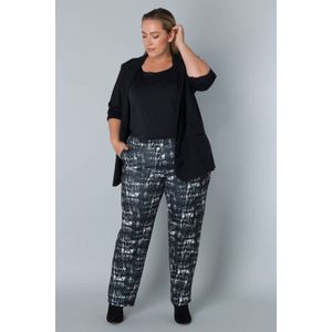 Colletta slim fit broek met all over print zwart/ wit