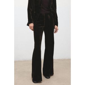 Mango fluwelen Flared high waist pantalon donkerbruin