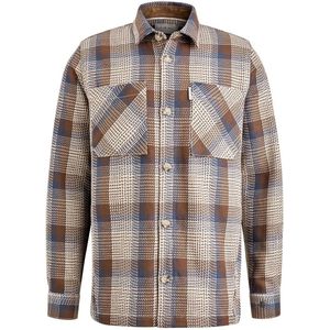 Cast Iron geruit regular fit overshirt bruin