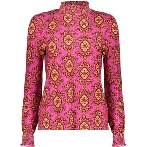 Geisha blouse met all over print roze