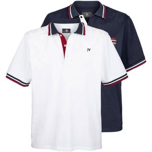 Jan Vanderstorm polo JOHAN Plus Size (set van 2) wit/blauw