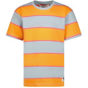 Vingino gestreept T-shirt Hifo lichtblauw/oranje