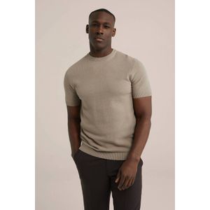 WE Fashion gebreid T-shirt met structuur kaki
