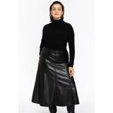 Flared Rok - Zwart - FAUX LEATHER - A-lijn