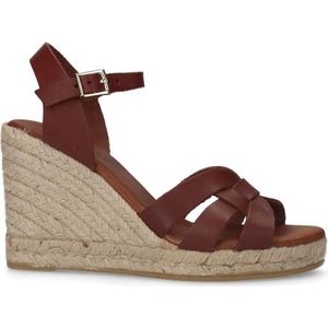 Manfield leren espadrilles cognac