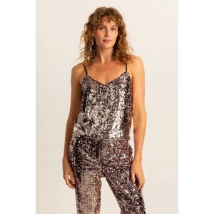 Expresso mouwloze top goud met pailletten
