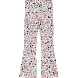 Moodstreet gebloemde flared broek mintgroen/roze/offwhite