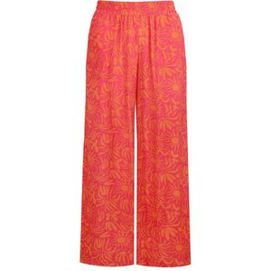 FLURESK wide leg broek Kat met all over print roze/ oranje