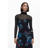 Desigual - Gebloemde Midi Jurk - Zwart