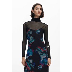 Desigual - Gebloemde Midi Jurk - Zwart