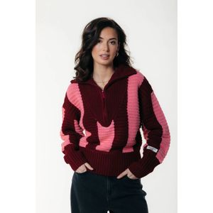 Colourful Rebel gestreepte schipperstrui donkerrood gebreid