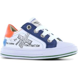 Shoesme leren sneakers wit/blauw/oranje