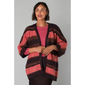 Yest gestreept vest koraalrood/ bruin/ zwart