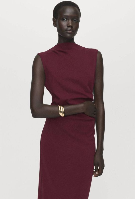 Mango midi jurk donkerrood