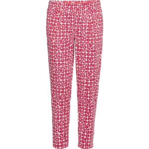 ICHI cropped regular fit broek IHKATE met stippen roze/ wit